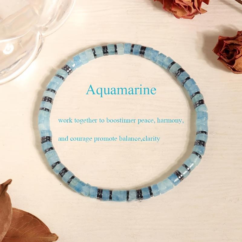 Fashion Natural Aquamarine Bracelet - Elegant Minimalist Blue Gemstone, Perfect for Daily Casual Korean Style Outfits