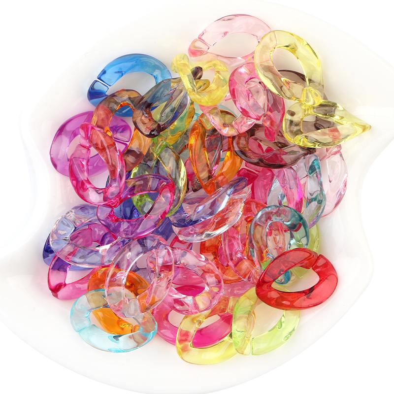 20pcs Ins Retro Rainbow Buckle Acrylic Long Chain Beads For Men Women Curb Cuban Link  Jewelry Making DIY Bracelet Necklace