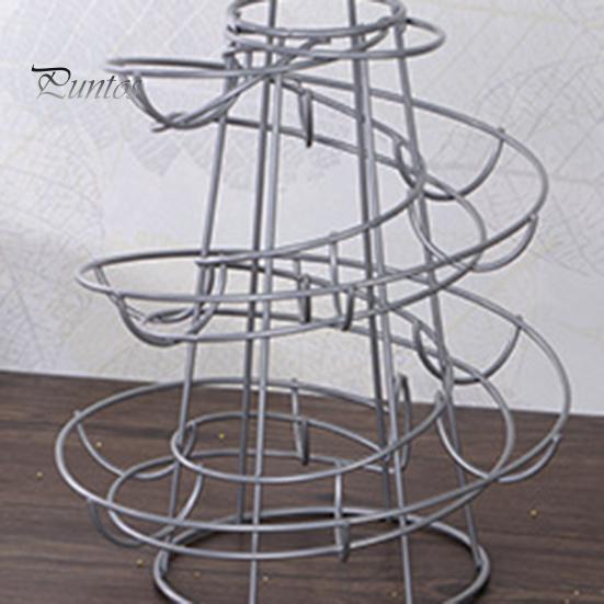 Egg Holder Spiral Storage Rack Rustproof Corrosion Resistant Hollow Bottom Design Egg Storage Shelf Dispenser