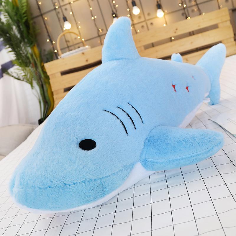 

Giant Fuzzy Plush Shark Toy Star Embroidered Sea Animal Doll Blue Pink Grey Snuggle Buddy Chirstmas Children Present 50cm синій
