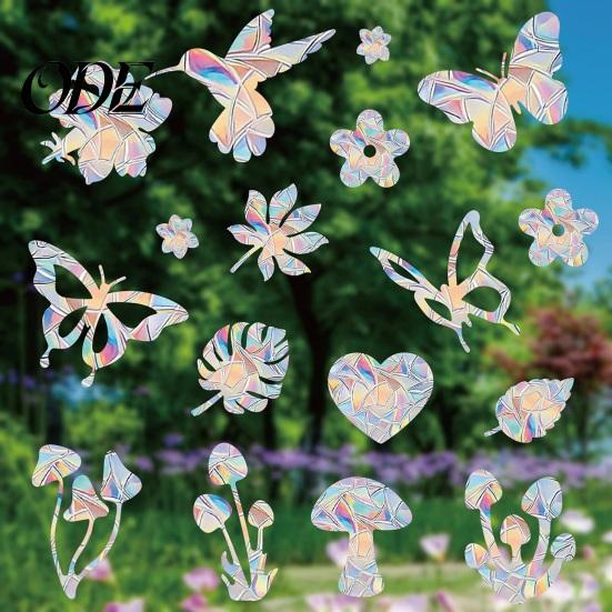 Detachable Window Sticker Butterflies Self-adhesive Rainbow Prism Suncatcher Decorate Glass Decal Home Decor Supplies
