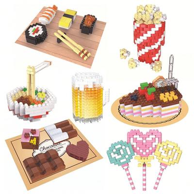 MOC Building Block Popcorn Beer Noodle Model Micro Particle Diamond Brick DIY Fun Puzzle Assembly Children Toys Holiday Gifts