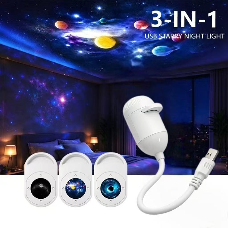 Explosive Usb Starry Sky Projection Light For Car Interior Home Bedroom Nightlight Romantic Galaxy Atmosphere Light