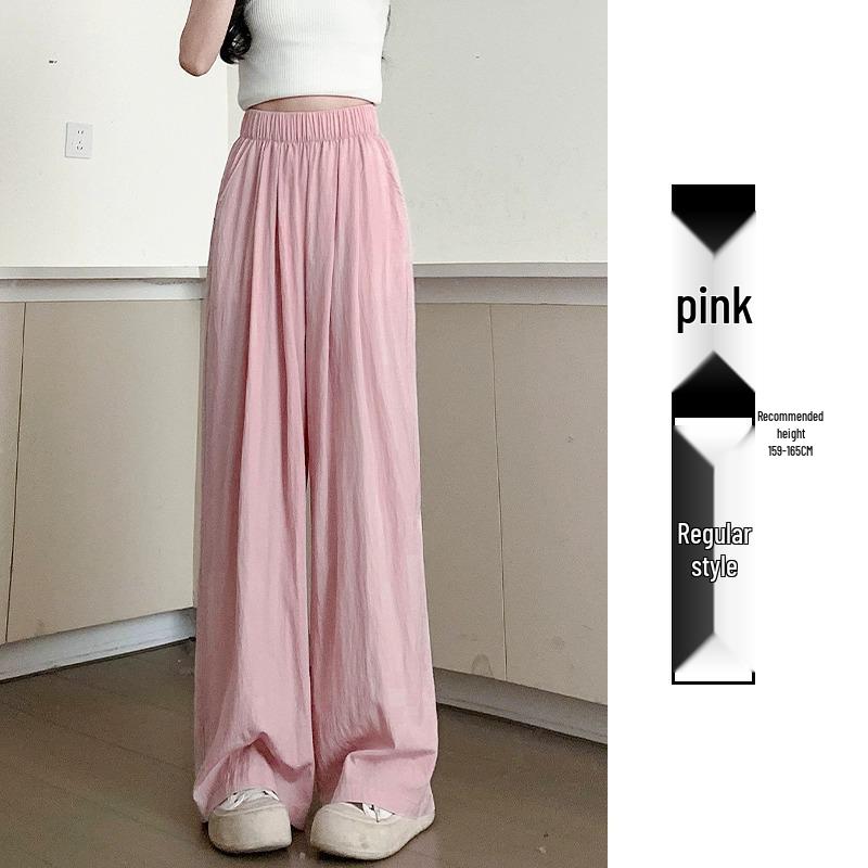 

High Waist Japanese Ice Silk Petite Yamamoto Wide Leg Pants - Summer Thin Casual Women s Drape Loose Fit XL (116-125 lbs)