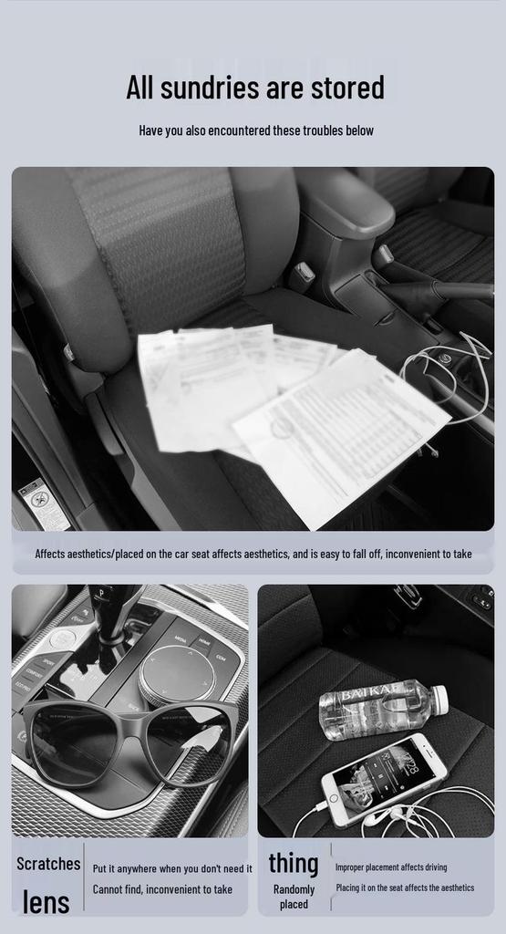 Car Sun Visor Multifunctional Storage: Glasses Case, Sunglasses Clip, CD Board, Card Holder, Storage Bag.