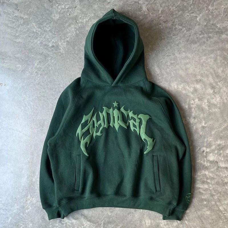 Y2k Goth Letter Felpa retrò da uomo e da donna Harajuku casual grande con cappuccio giacca a maniche lunghe