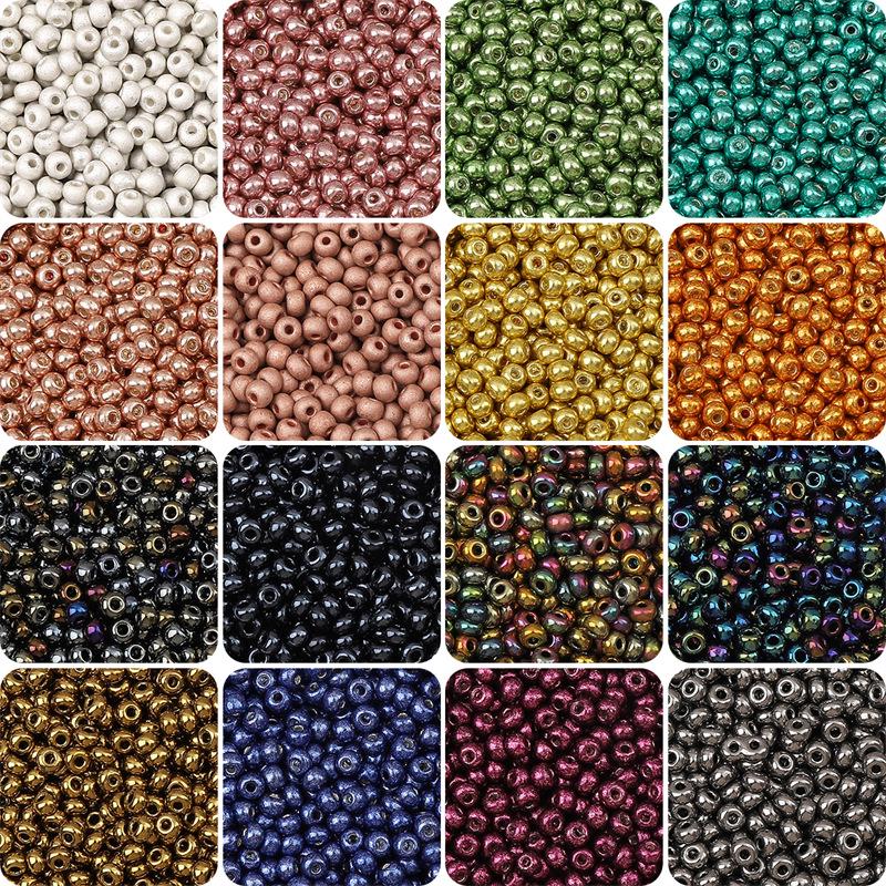

450g Mixed Size Glass Seed Beads (2/3/4mm) for DIY Metal Mineral Color Bracelets 2mm, 450g