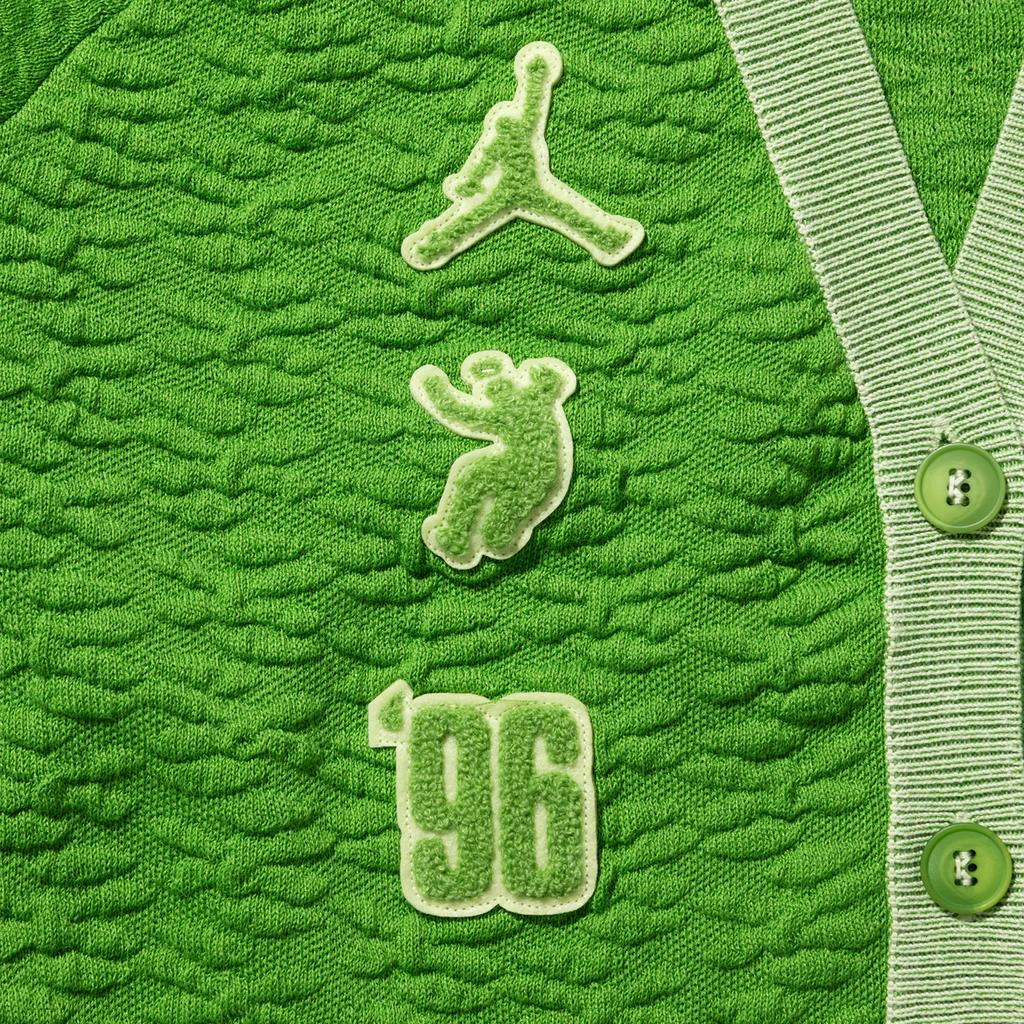 Jordan X Union Co-Branded SS23 Asian Edition Patchwork Label Ribbed Texture Knit Cardigan Women Cardigan Green FD4251-377