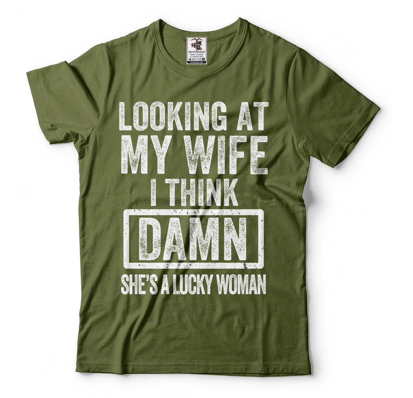 Funny Husband T-Shirt: Lucky Wife Novelty Gift Tee L