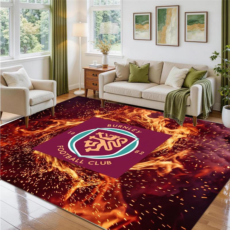 Burnley Football Design Crystal Velvet Rug Soft Decorative Mat for Bedroom Entrance