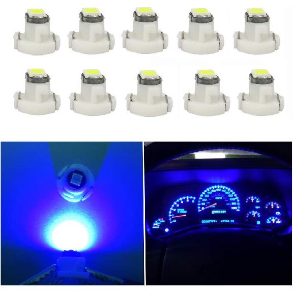 WLJH 10x Blue T3 Neo Wedge Led 3030 SMD Chip 8mm Base Car trument Cluster Light Dashboard Gauge HVAC AC Heater Climate Control Lamps Switch синий