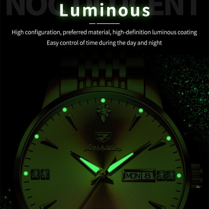 JINSHIDUN New Business and Leisure Men's Watch Mechanical Watch Diamond Double Calendar High-end Watch