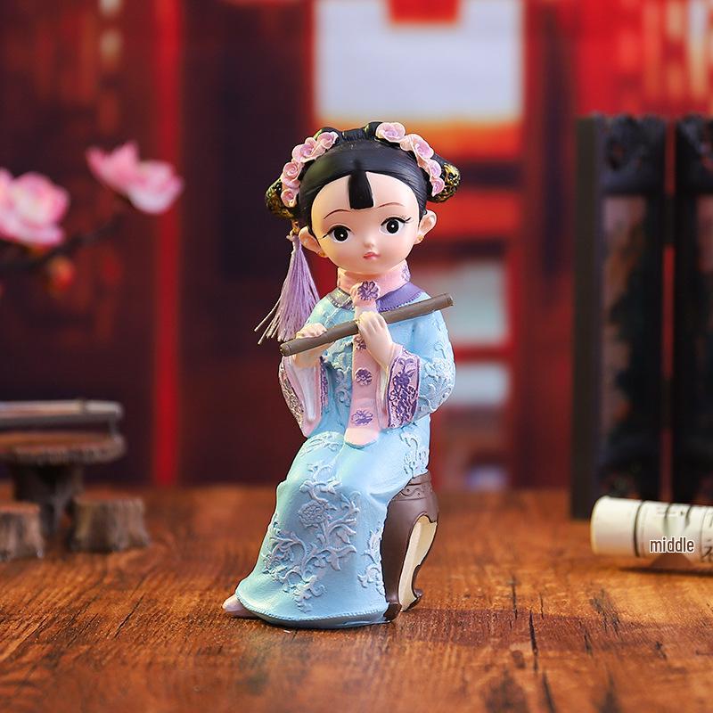 Hand-Painted Chinese Style Flower Princess Figurine - Classical Cultural Creative Gift
