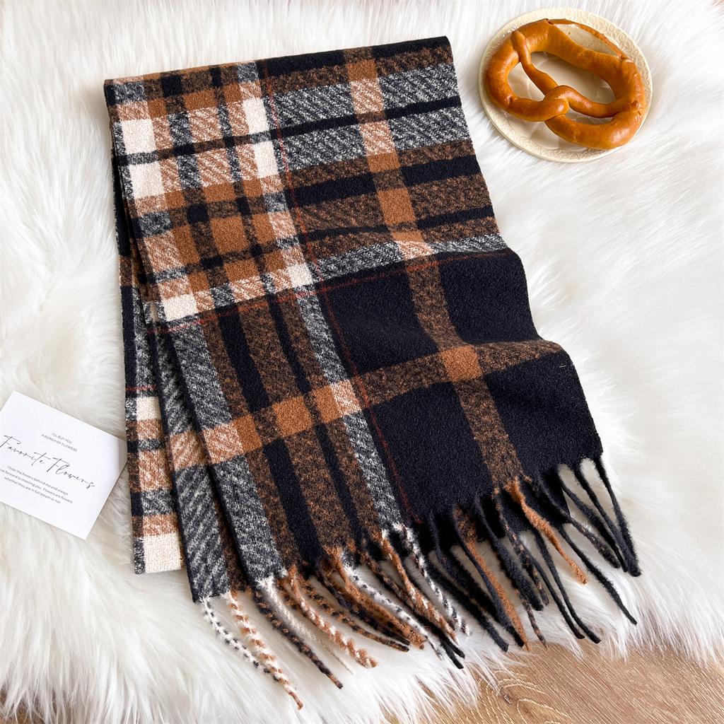 New Women Cold-Proof Winter Warm Scarf Stripe Thick Fashion Luxury Designer Shawls Tassels Pashmina Cashmere Foulard