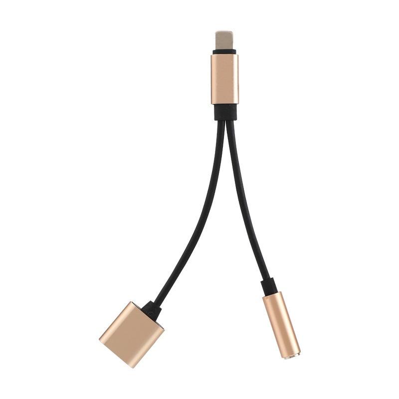 Adaptér Nabíječka Audio kabel 2 v 1 nabíjení na 3,5 mm jack sluchátka Aux převodník pro Apple Iphone 7 8