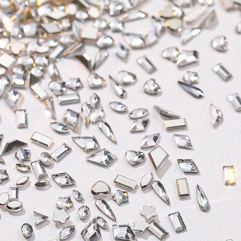 50Pcs Nail Mini Glass Charming Sparkling   Collection Mixed Color Luxury Manicure Decorations Accessories