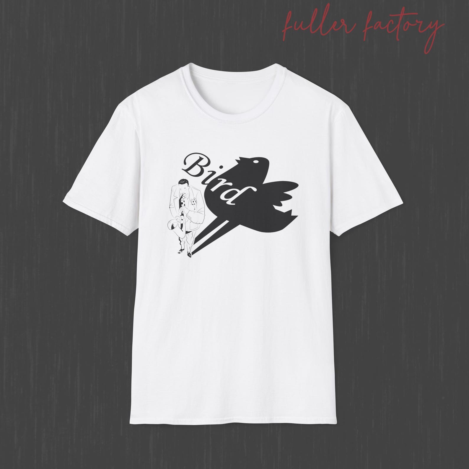 Charlie Parker Retro T-Shirt, Charlie Parker Bird Shadow T-Shirt, Jazz Legend Charlie Parker playing the saxophone T-Shirt L