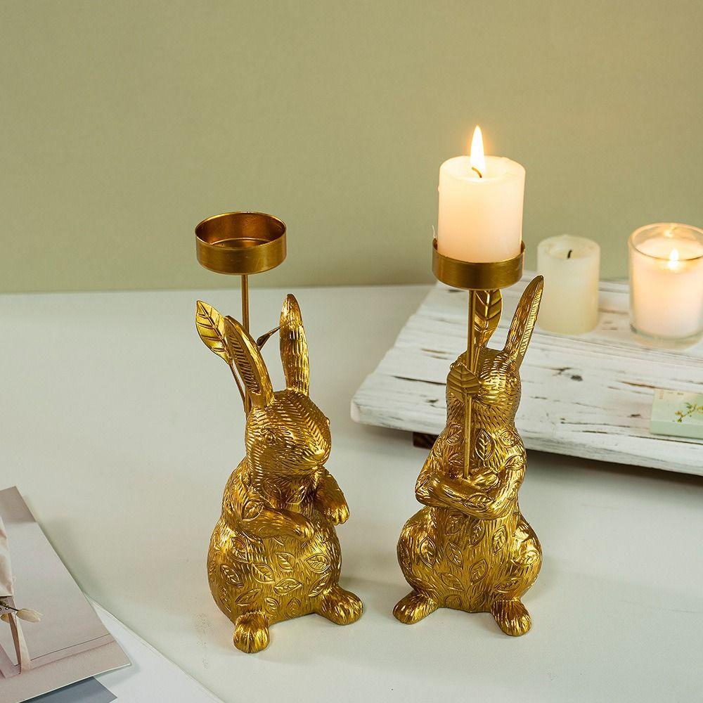 Delicate Candlestick Ornament Elegant Candle Stand Easter Bunny Candle Holder  Table Centerpiece