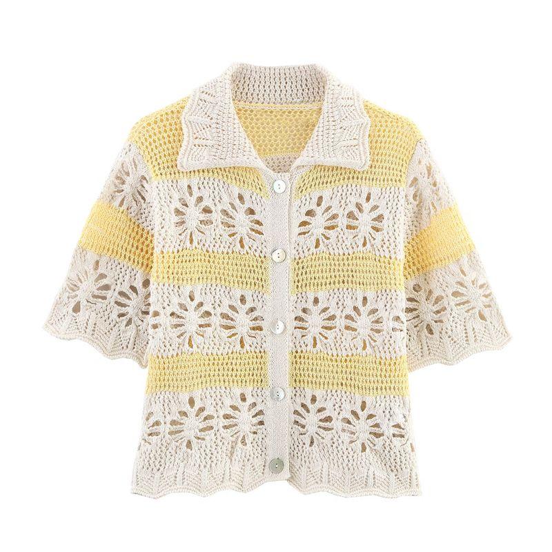 Kaslead New Women Clothes Western Style Fashion Jacquard Mesh Knitted Top 6236021 712