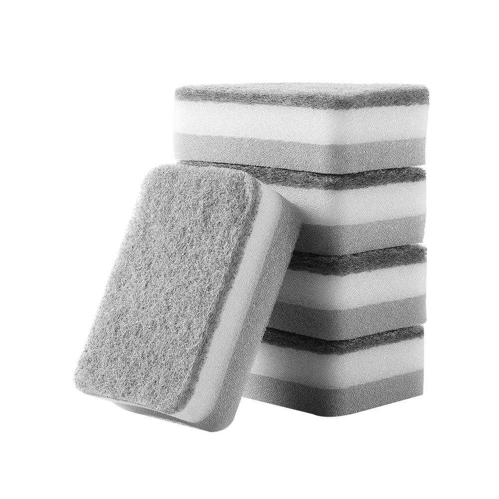 Extra Thick Double-Sided Sponge Scrubber: Kitchen Cleaning Brush & Three-Layer Scouring Pad