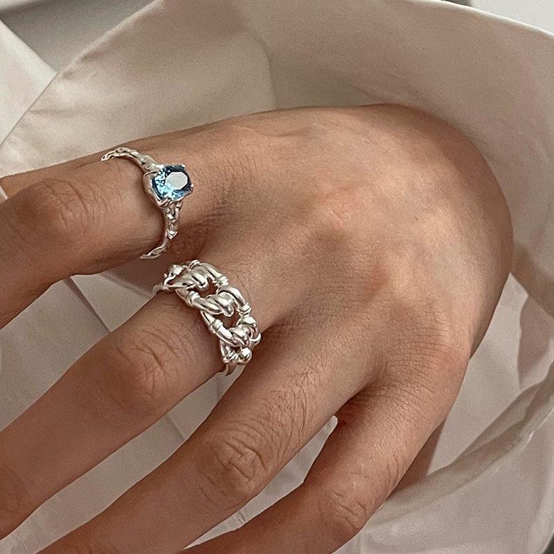 Trendy Women's Blue Zircon Open Ring In Sweet Cool Style - Versatile, Fashionable, and High-End