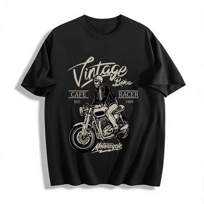 Koszulka z grafiką Vintage Bike Cafe Racer dla entuzjastów motocykli Koszulka z czystej bawełny
