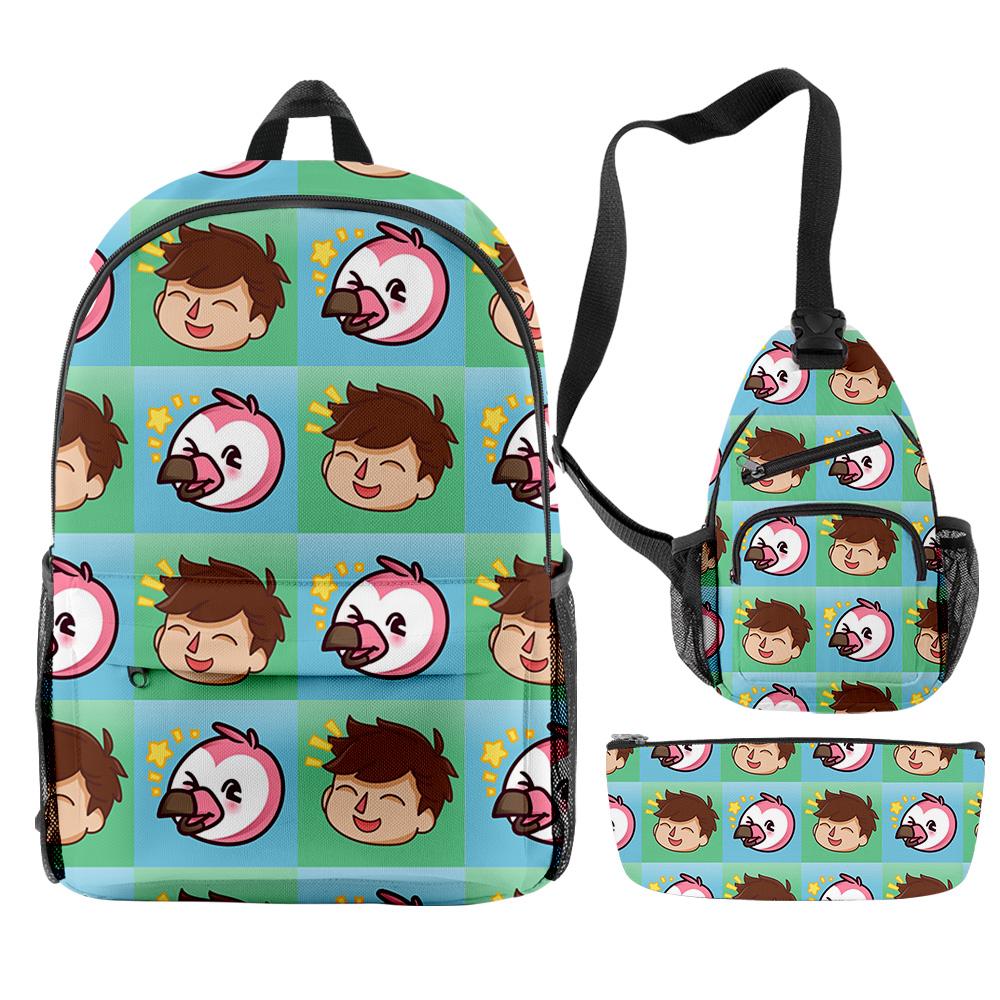 Nouveauté Classique Cool Flamant Rose Flim Flam Flamant Rose Impression 3D 3 pièces/Ensemble Élève Sacs d'École Sac à Dos pour Ordinateur Portable de Voyage Sac de Poitrine Trousse à Crayons