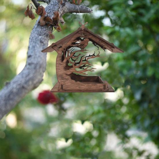Attractive Bird Feeder Exquisite Wood Hanging Easy Assemble Birdhouse Feeder for Home