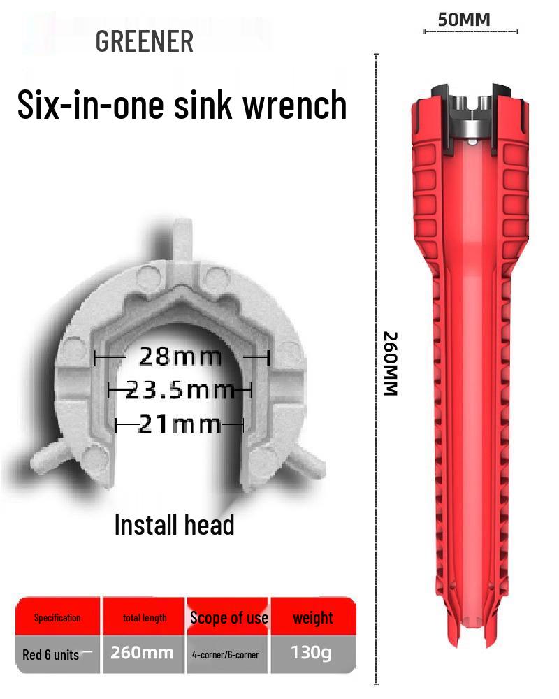 Universal 8-in-1 Sink Wrench: Multifunctional Tool for Water Pipe and Faucet Installation