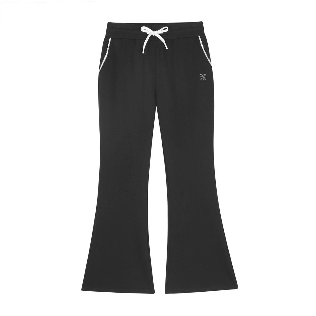 Korean Bow Print Flared Sweatpants - Plus Size Slim Fit Women's Casual Pants for Spring