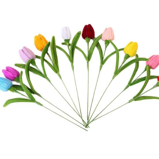 Twisting Stick Tulip Wool Flowers Never Wither Floral Arrangement Long-Lasting Keepsake Flower for Home Decor