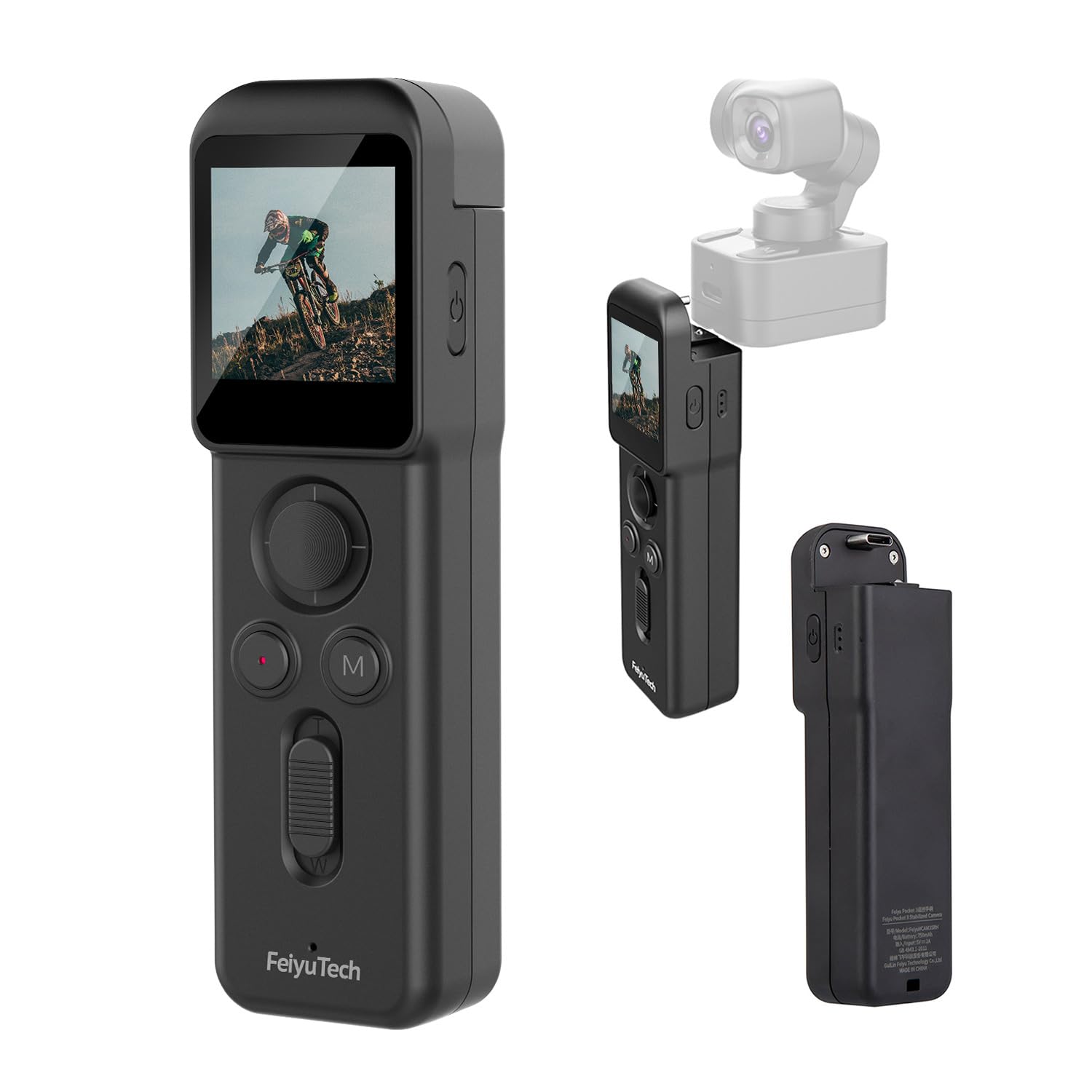 

FeiyuTech Pocket 3 Smart Remote Single Camera Fully Separate Gimbal Camera Remote Control with FY25224 Control, Head, Screen, [ ]