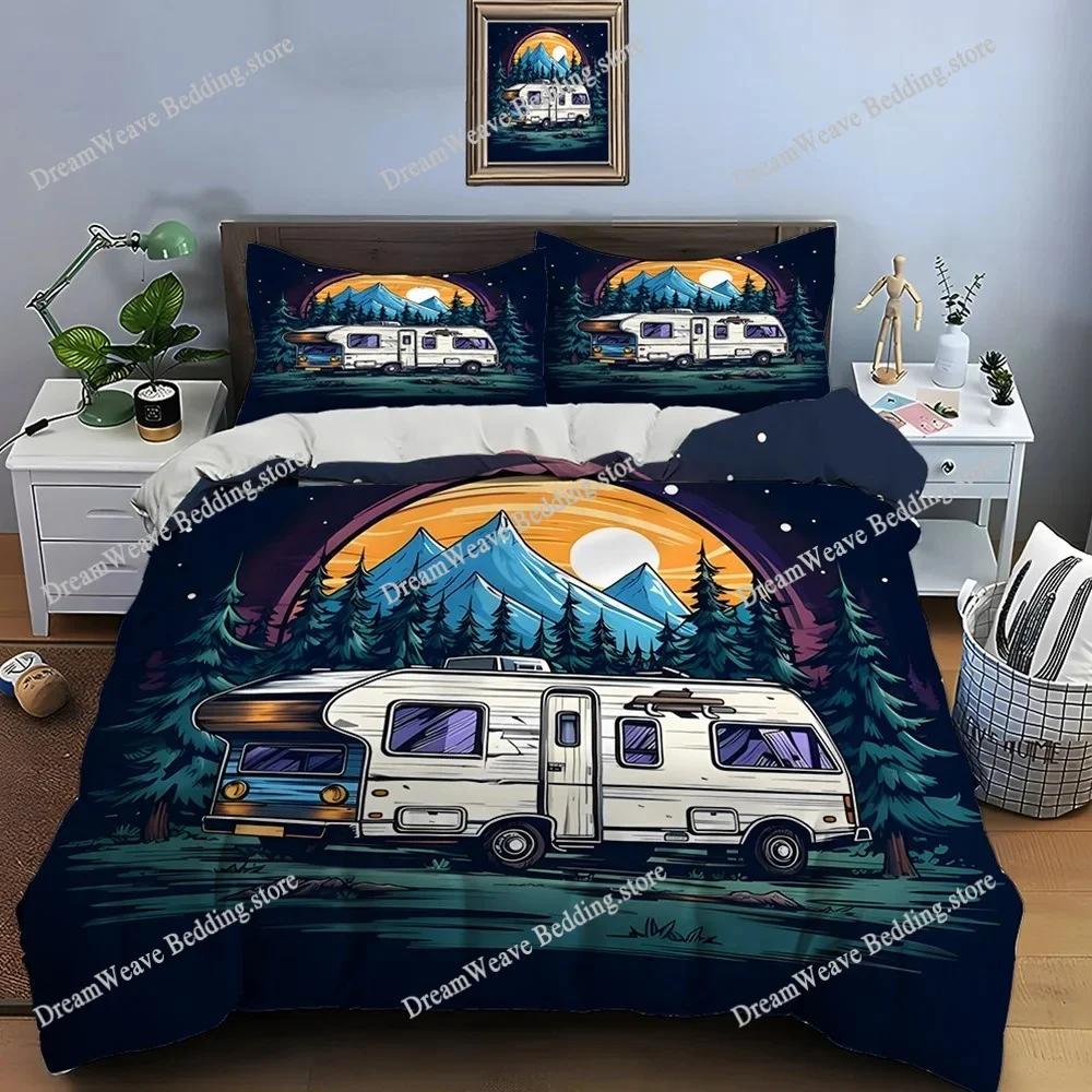 Outdoor camping enthusiasts Style Duvet Cover Pillow Case Bedding Set Quilt Cover Double Bed Home Textileextile Luxury Gift