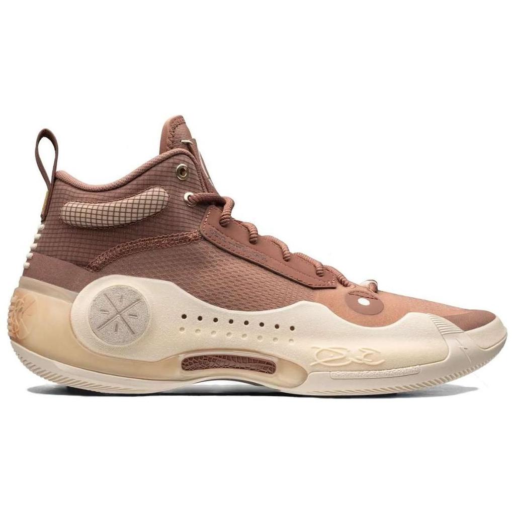 Li Ning WOW 10 Hall Of Fame Comfortable Cushioning, Wear Resistant High Top Basketball Shoes Men's Red Brown ABAS115-22