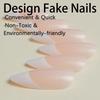 European & American Almond-Shaped White French False Nails - Simple Press-On Nail Art