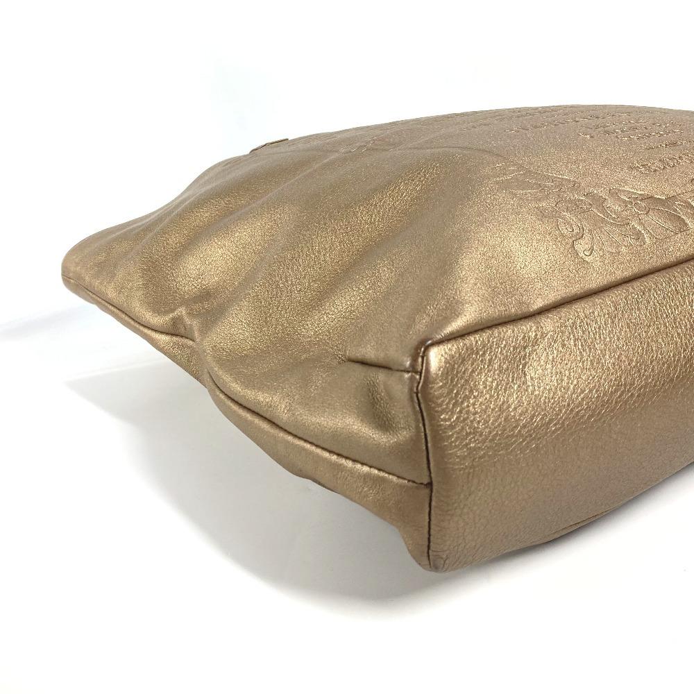 BVLGARI Logo S.Bulgari Hand Bag Vertical Tote Bag Leather Gold