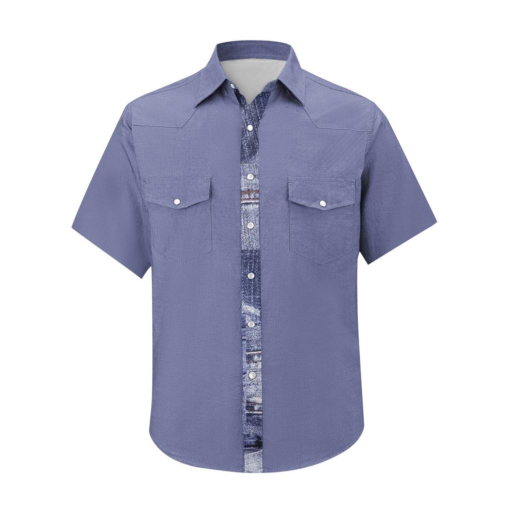 Men'S Fashionable Lapel And Shoulder Length Short Sleeved Casual Top