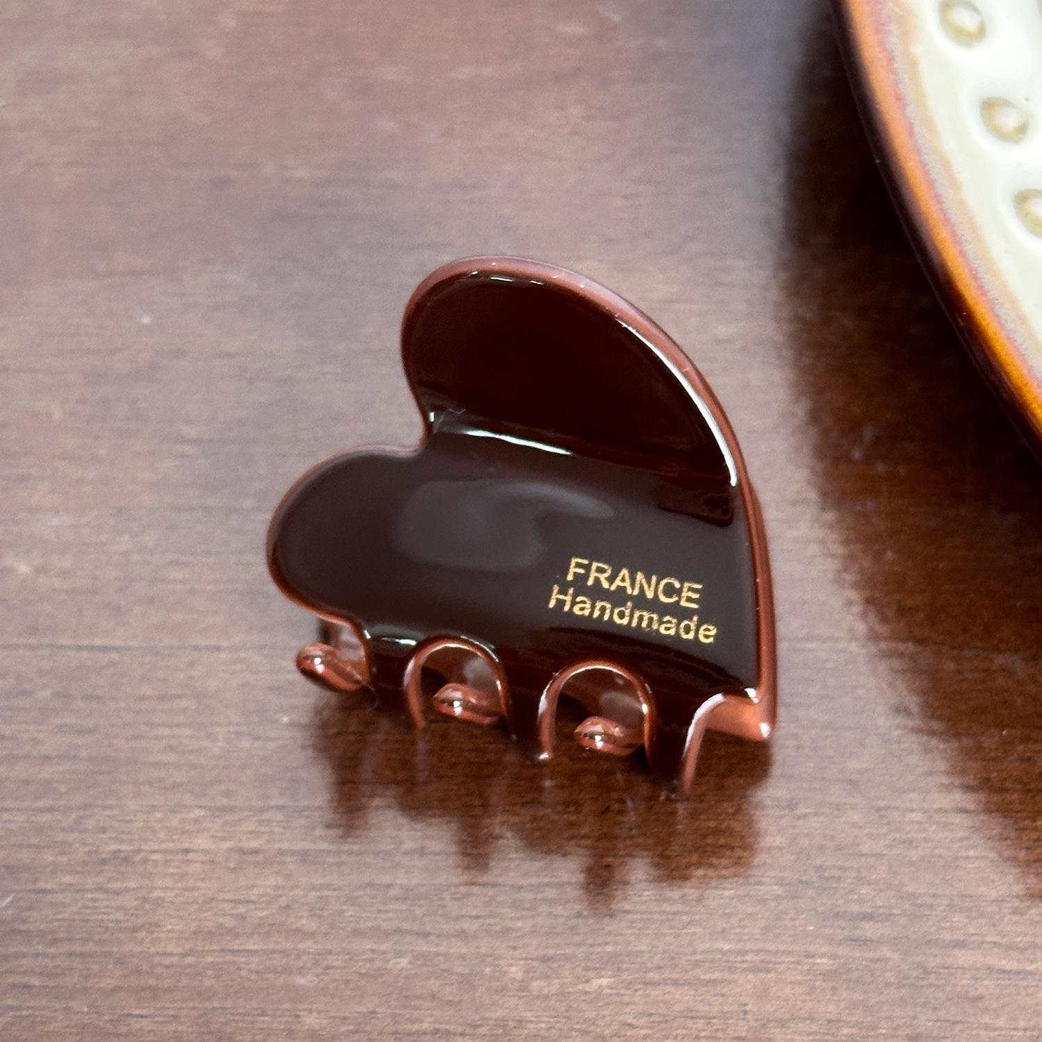 

Маленький корейский высококачественный зажим для волос в форме сердца с уникальными узорами для повседневной носки Caramel