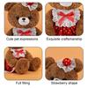 Bear Doll Soft Fluffy Red Dot Dress Lace Embellishments Comfortable Hug Bear Plush Toy Bedroom Pillow Sofa Decor