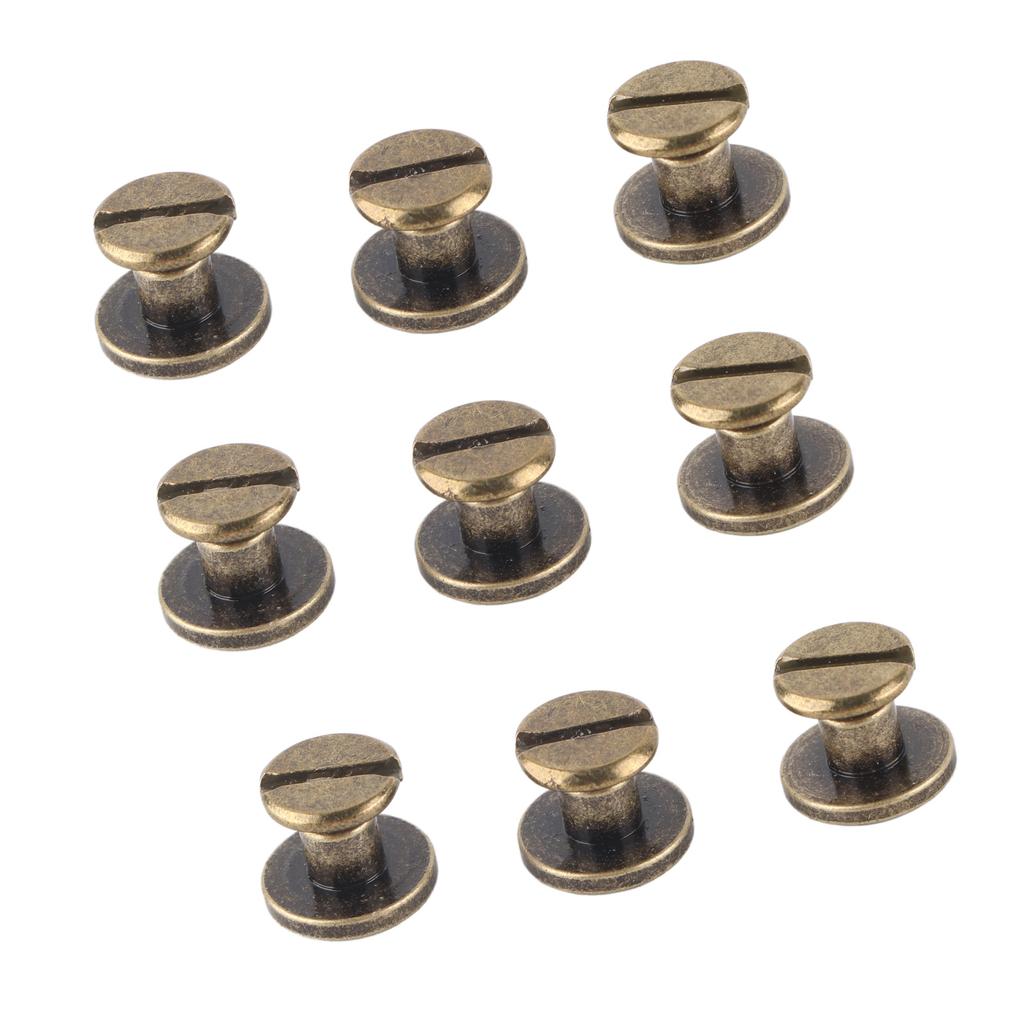 20pcs Flat Head Copper Brass Screws Nuts Nails Rivets Leather Cap Accessory