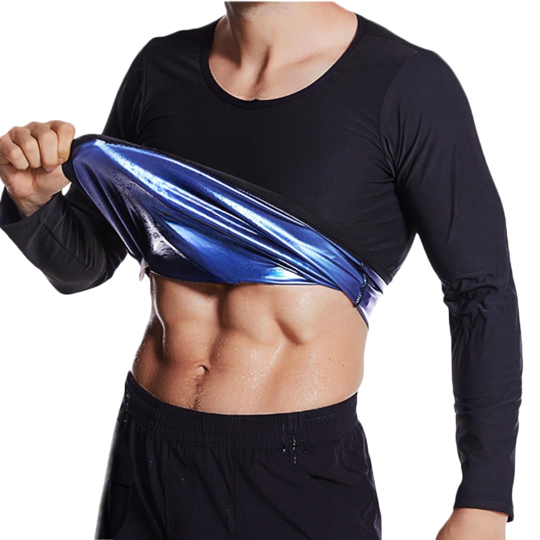 

Copeflap Sauna Long Sauna Sweat Plus Washable Men s Shirt, Sleeve, Suit, Shirt, Innerwear, Sizes, (2XL/3XL) чорний