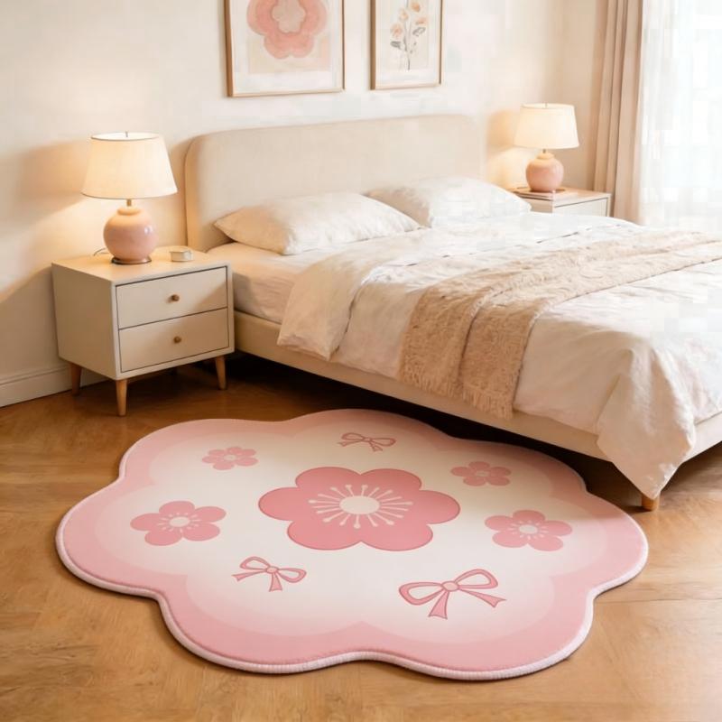 Bunte Blumenteppiche für das Wohnzimmer Flauschig Weicher Schlafzimmer Dekor Teppich Unregelmäßige Form Nachttischteppich Zuhause Dicke Plüsch Bodenmatte