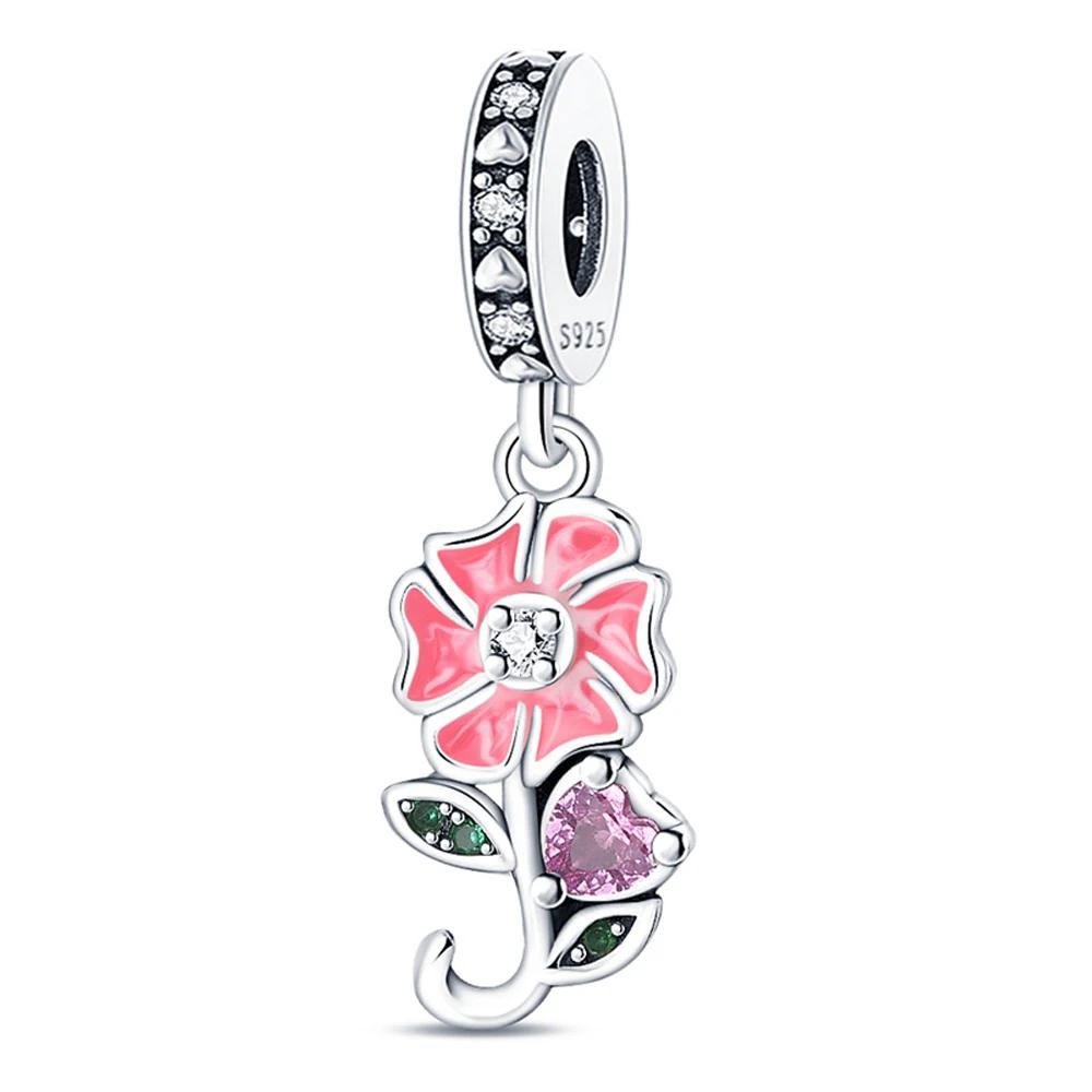 Copper Cherry Blossom Series Flowers Fit Original Women'S Bracelet Diy Making Fine Jewelry Gifts