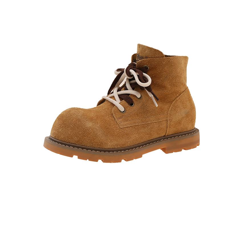 Thick-soled kapibara big-headed martin boots women's 2025 summer thick-soled big yellow boots retro locomotive short boots knight boots