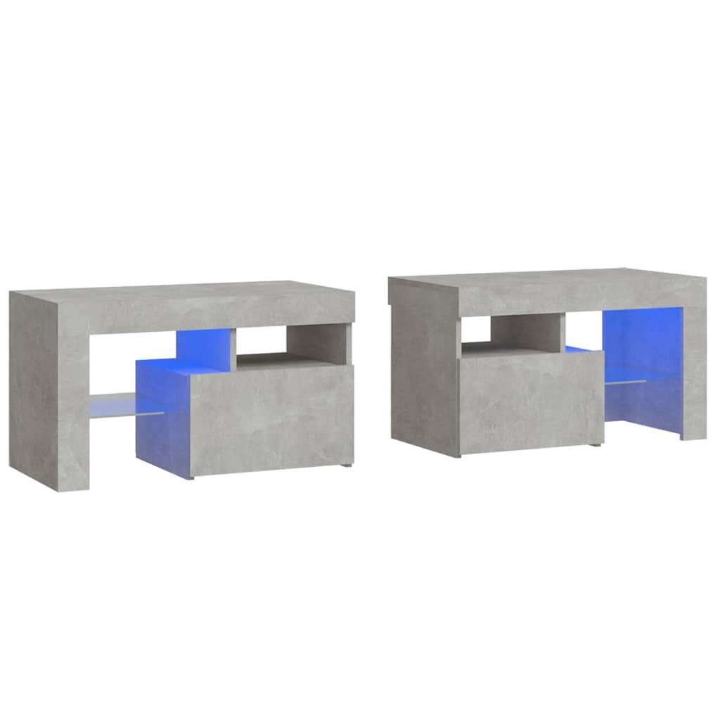 Vidaxl Szafki Z Oświetleniem Led, 2 Szt., Szarość Betonu, 70X36,5X40Cm