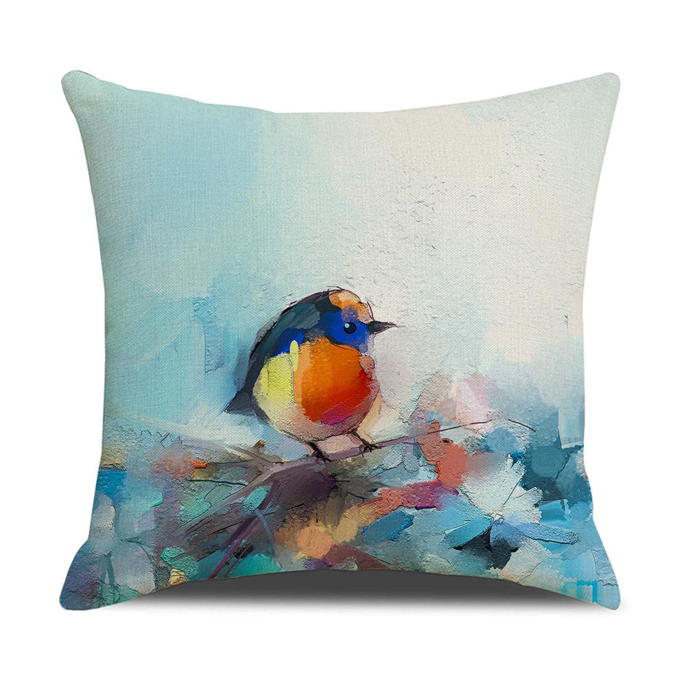 Watercolor Bird Cushion Cover Pillowcase Home Decor Office Sofa Pillowcase Home Decor Pillowcase
