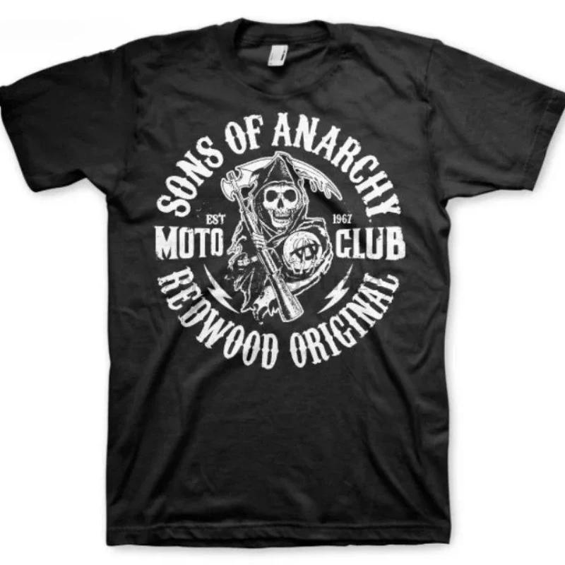Мужская футболка для мотоциклистов Модные футболки Европейский размер Сыны Анархии Soa Redwood Original Мото Клуб Короткий рукав Повседневные футболки S