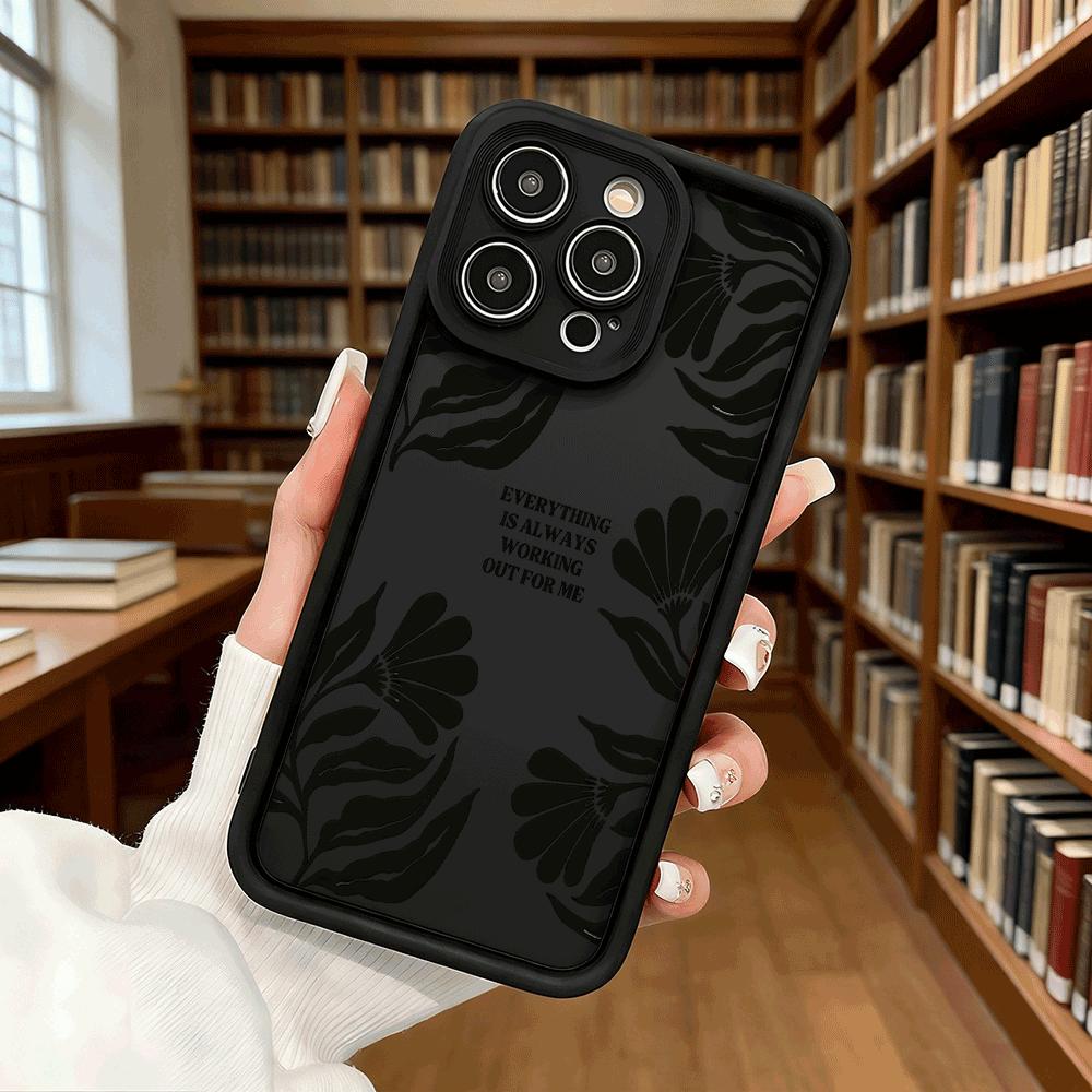 Black Floral Silhouette Soft TPU Shockproof Case For Xiaomi Redmi Note 15 14 13 12 11 Pro Anti-Fall Protective Back Cover