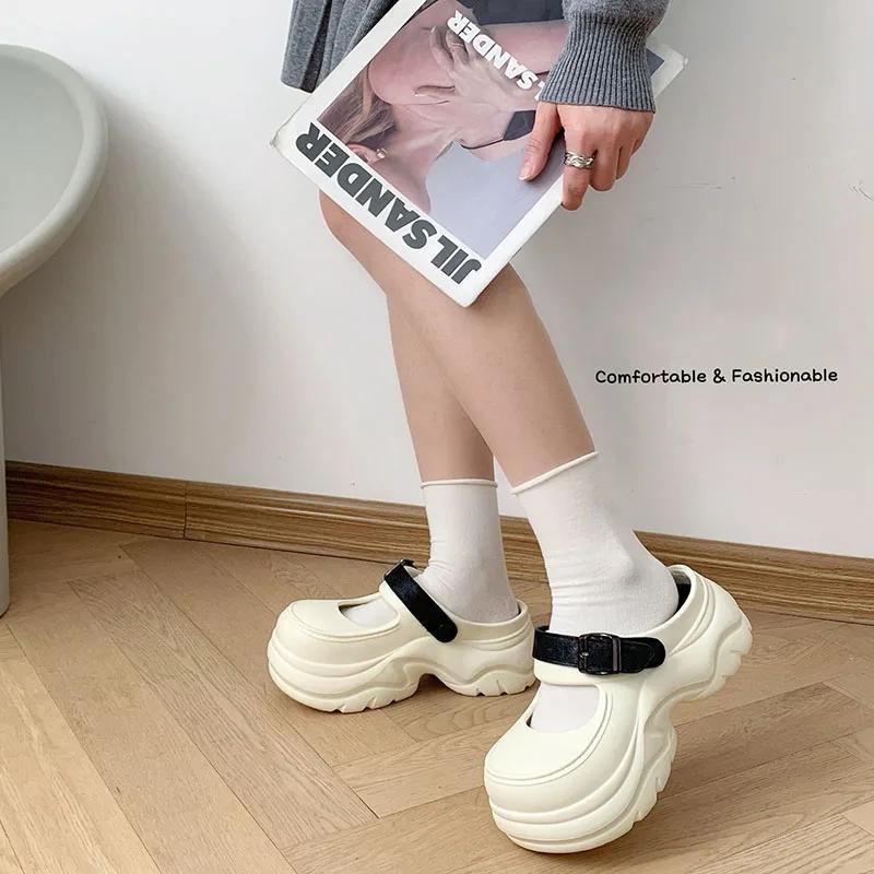 Fashion Solid Color Thick Platform Sandals Women Closed Toe Chunky Bottom Sandalias Mujer 2025 Beach Non-Slip Eva Soft Wedge Sandals