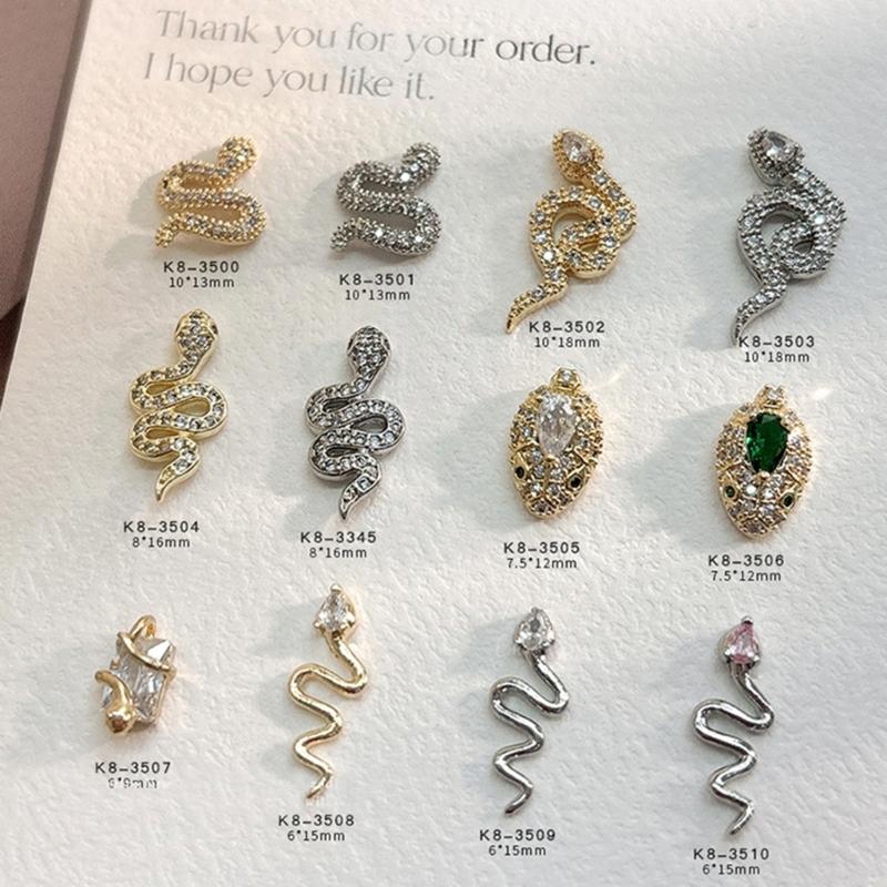 Snake Nails Art Charms Snake Nails Rhinestones Nails Charms Snake Shape Nails Art Decoration Nails Jewelry Accessories